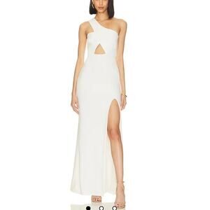 One-Shoulder White Cutout Maxi Dress